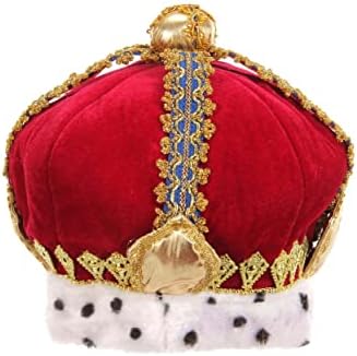 Royal King Red Velvet Costume Hat with Gold Medallions