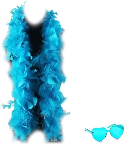 Feather Boa with Heart Rimless Sunglasses Perfect for Warm-Weather Parties