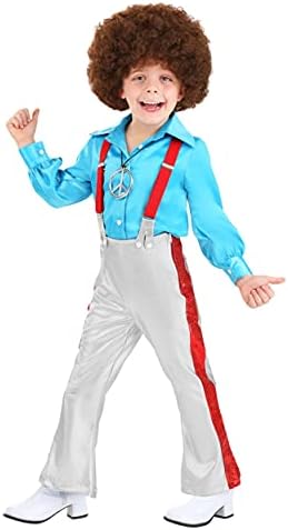 Sparkling Toddler Disco Dazzler Halloween Costume Groovy Blue Shirt Sparkling Shiny Flared Pants