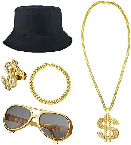 Fieuon Retro Hip Hop Accessories for Men 80s90s Themed costumes