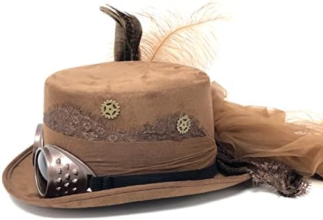 Steampunk Top Hat Mad Scientist Feather Halloween Costume for Women
