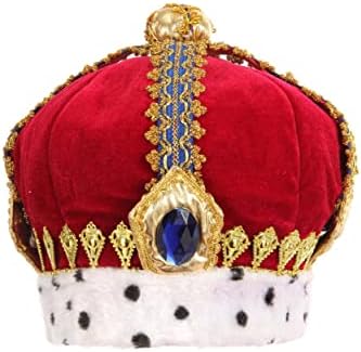 Royal King Red Velvet Costume Hat with Gold Medallions