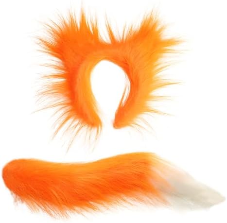 Fox Ears Headband Tail Paw Gloves Set
