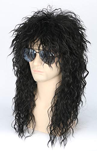 80s Punk Wig Black Mullet for Halloween