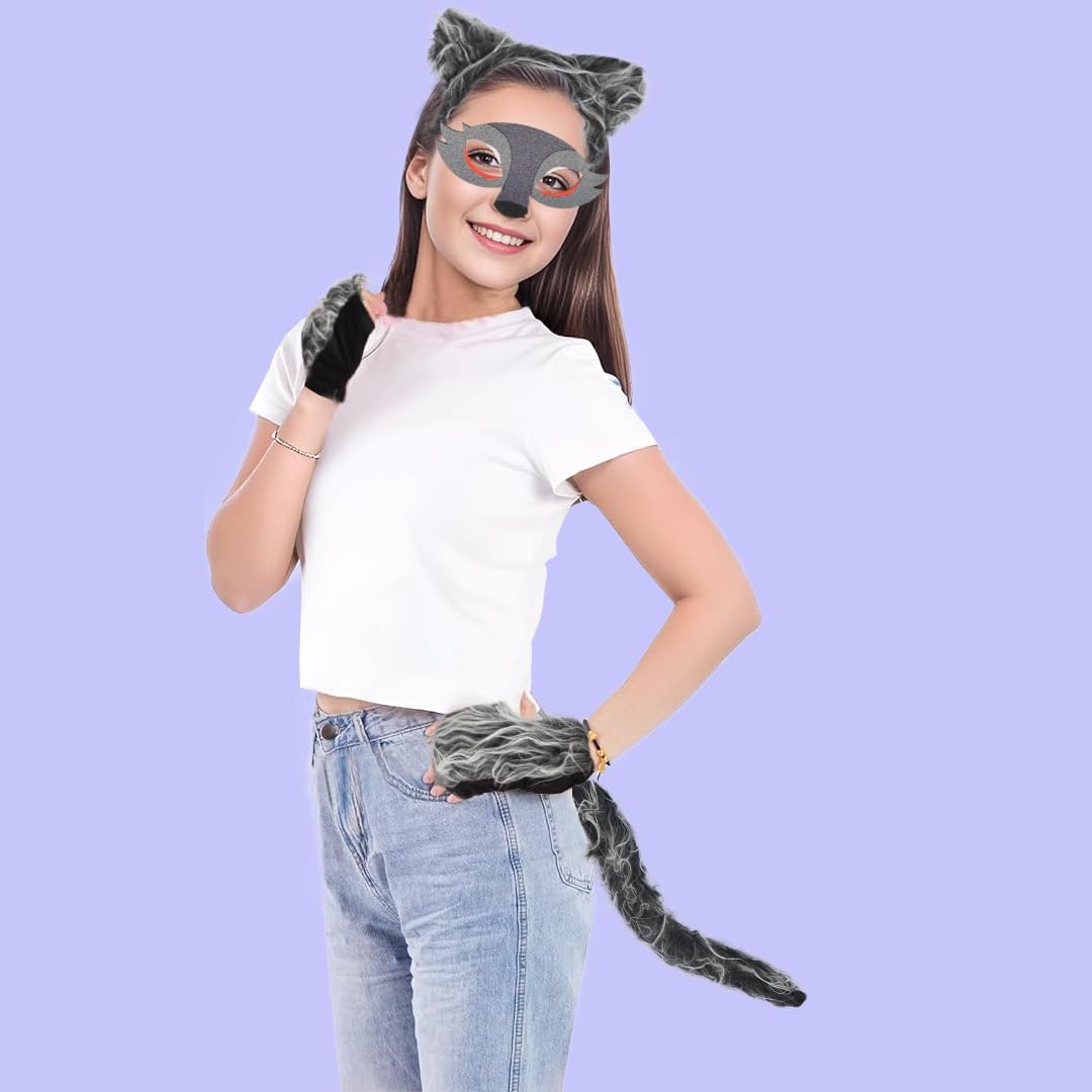 HODRME 5-Piece Wolf Ears and Tail Set