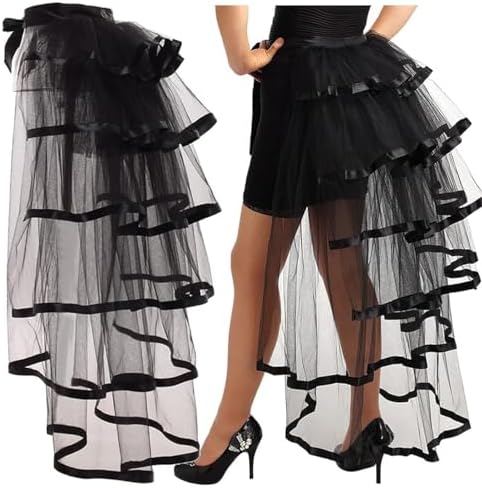 Steampunk Burlesque Bustle Skirt 6-Layer Tie-On Belt Tulle Tutu Over Skirt