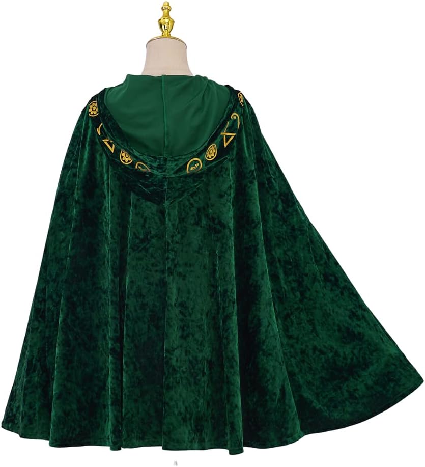 RocailleCos Winifred Sanderson Halloween Costume Cloak Green Velvet Robe