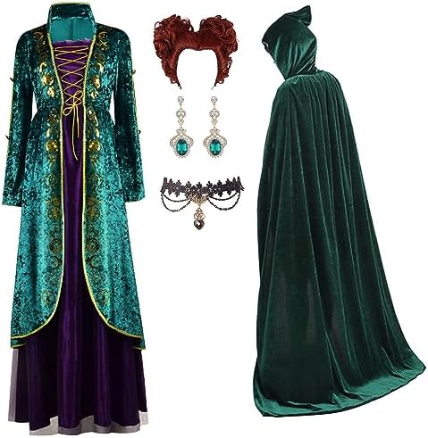 Winifred Sanderson Sisters Costumes Dress with Wig for Halloween Women