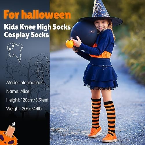 3 Pairs Girls Spooky Halloween Striped Socks for Long Investments