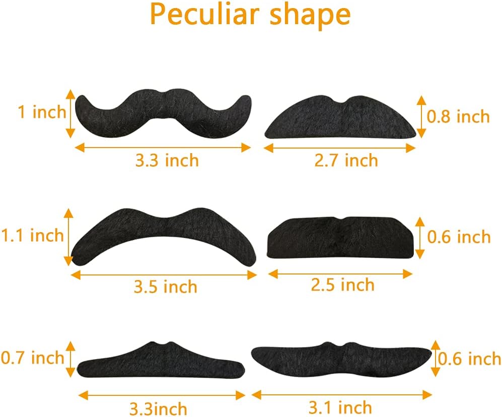 48-Piece Self-Adhesive Fake Mustaches for Halloween Party Accessories