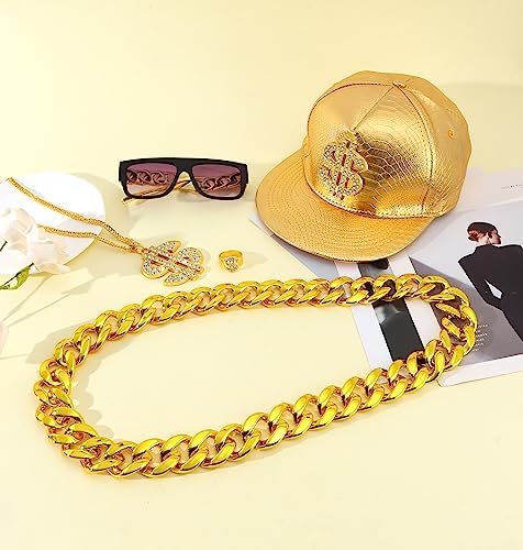 80s Hip Hop Costume Set for Men - Dollar Sign Money Chain