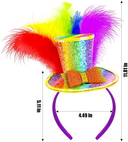 Rainbow Feather Top Hat Headband