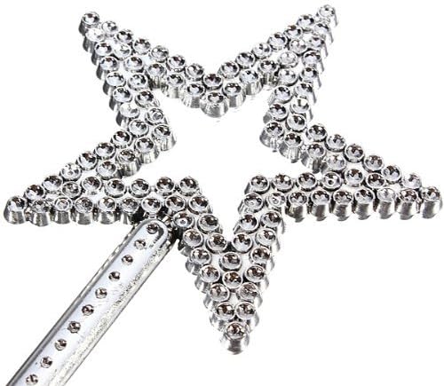 AKOAK Star Wand 13 Inches Silver Fairy Princess Angel Wand Luxury Party Wand