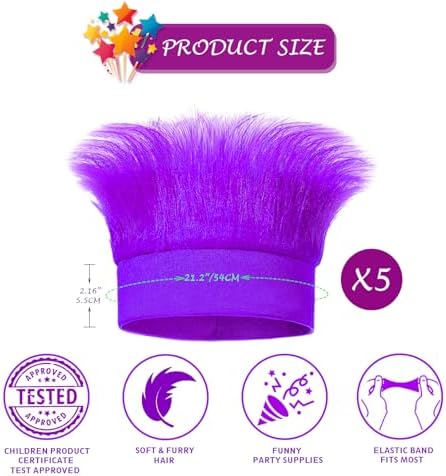 Vegove 5-Piece Hairy Headband Set for Spirit Day Halloween