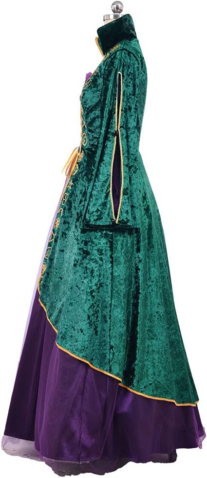 Womens Plus Size Medieval Green Velvet Dress Halloween Witch Costume Robe