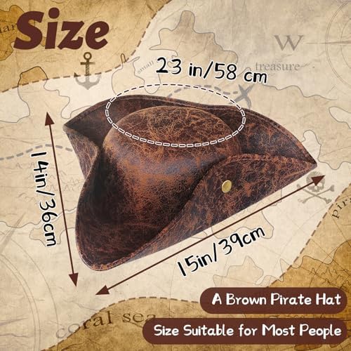 Xeehwb Brown Faux Leather Pirate Hat - Perfect Roleplay Accessory