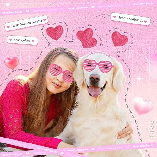 24 Pcs Feb 24 Heart Headbands Sunglasses for Valentines Day