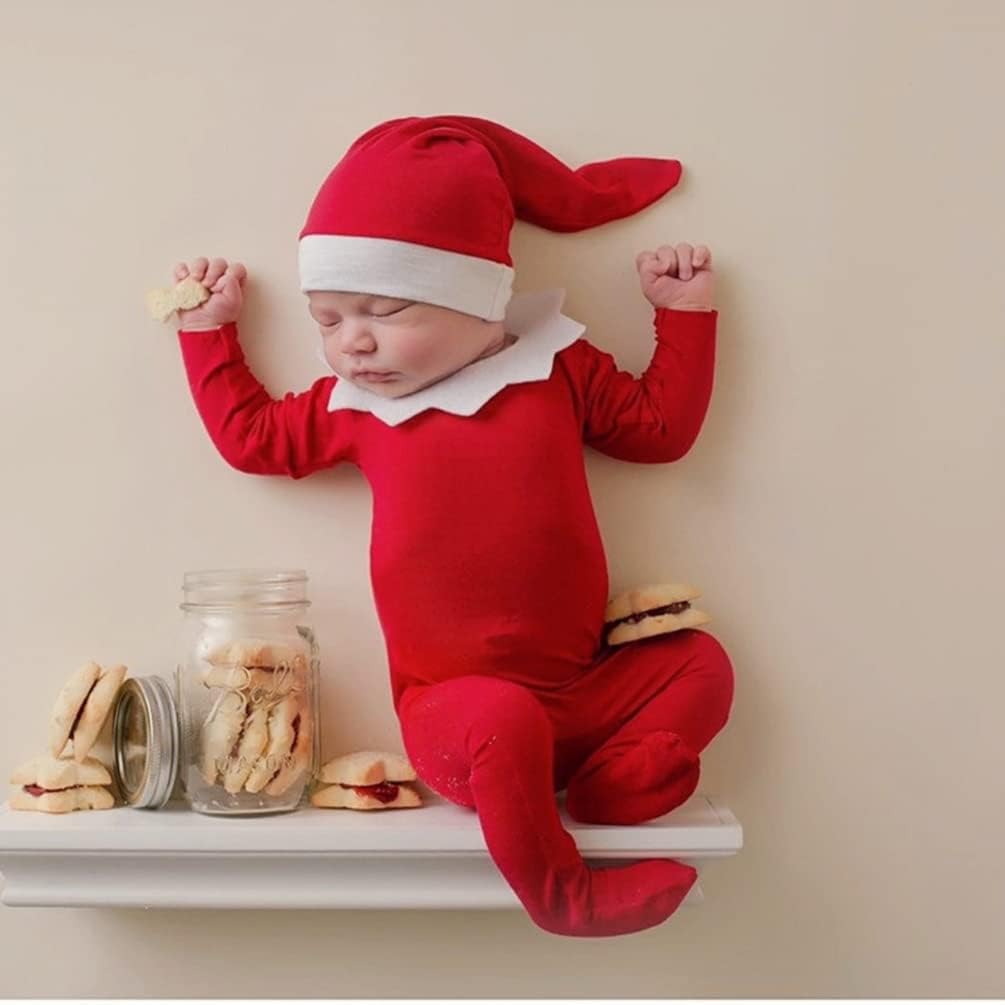 Newborn Photography Props Outfits Christmas Hat Leggings for Baby