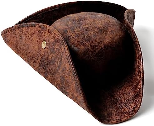 Srnede Pirate-Hat Tricorn Brown Faux Leather