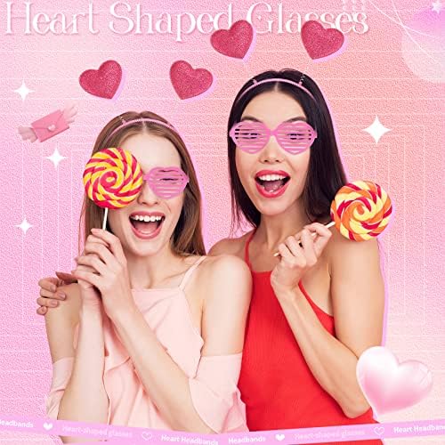 24 Pcs Feb 24 Heart Headbands Sunglasses for Valentines Day