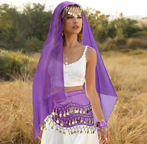 Belly Dance Outfit Set for Women - Chiffon Hip Scarf Gold Coins
