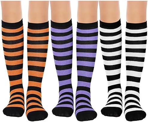 3 Pairs Girls Spooky Halloween Striped Socks for Long Investments