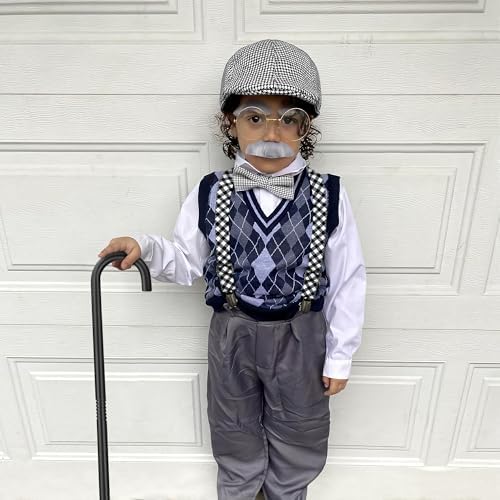 Kids Old Man Costume 100 Days of School Fake Beards for Boys