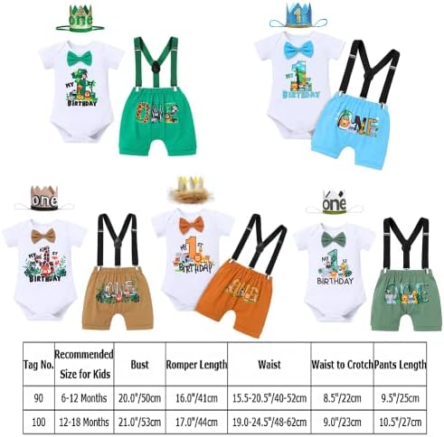 IBTOM CASTLE Baby Boy 1st Birthday Jungle Animal Romper Bloomers Set 3pcs