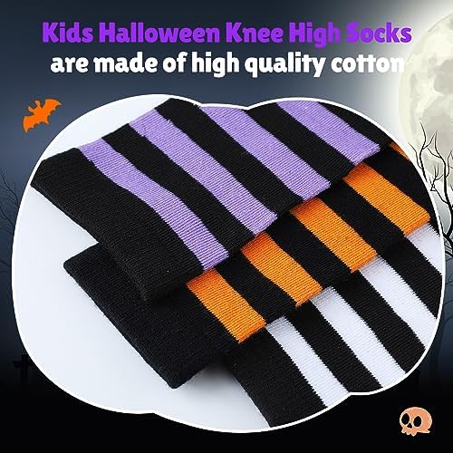 3 Pairs Girls Spooky Halloween Striped Socks for Long Investments