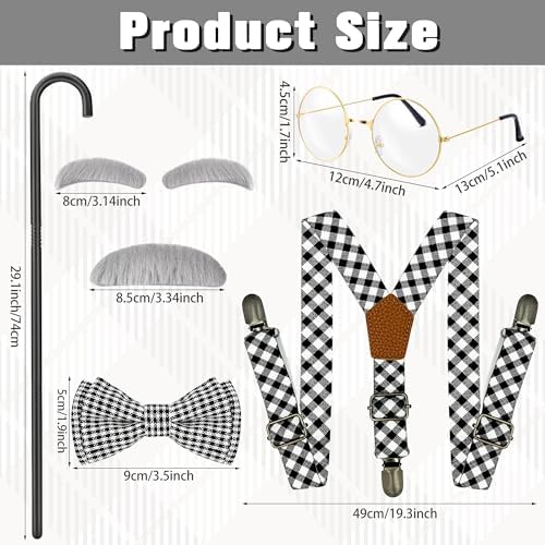 Kids Old Man Costume 100 Days of School Fake Beards for Boys
