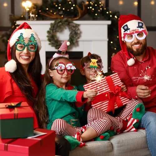 12PCS Santa Reindeer More - festive Eyewear for Kids Women Men