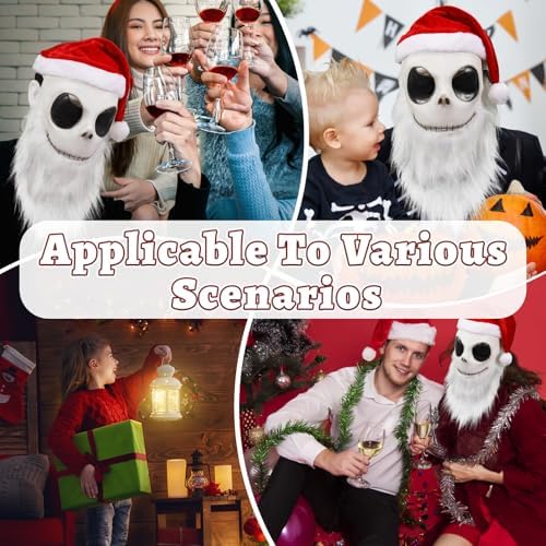 2x Jack Skellington Santa Mask Costume for Adults
