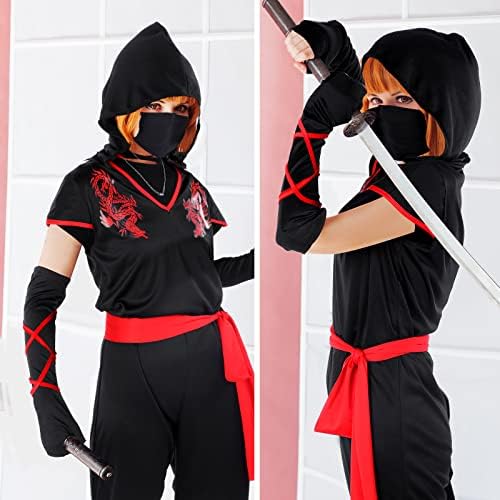 Jiuguva 9-Piece Ninja Costume Set for Women - Halloween More