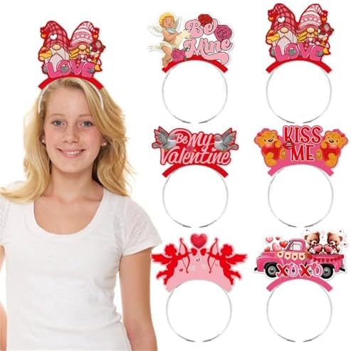 Comelodiant 6PCS Valentines Day Headbands - Perfect for Parties More