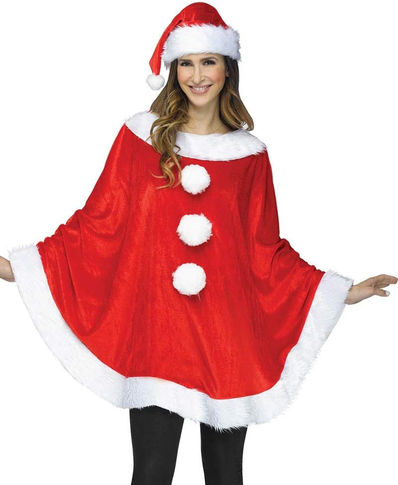 Fun World Santa Poncho Natural Plush Pull Over Poncho