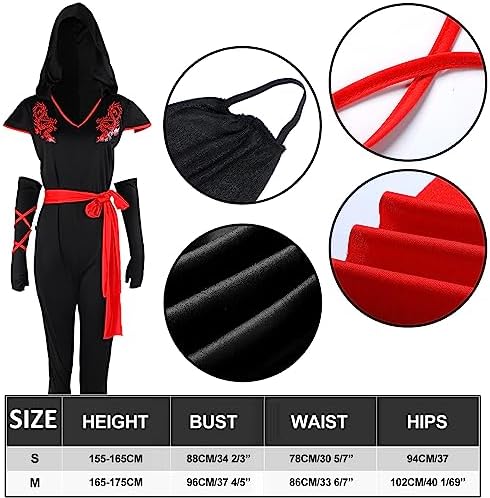 Jiuguva 9-Piece Ninja Costume Set for Women - Halloween More
