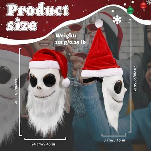 2x Jack Skellington Santa Mask Costume for Adults