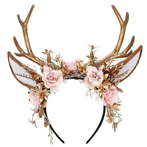 Rebecca Antler Gold Flower Forest Fairy Handmade Handband