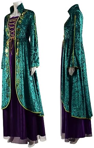 Winifred Sanderson Sisters Costumes Dress with Wig for Halloween Women