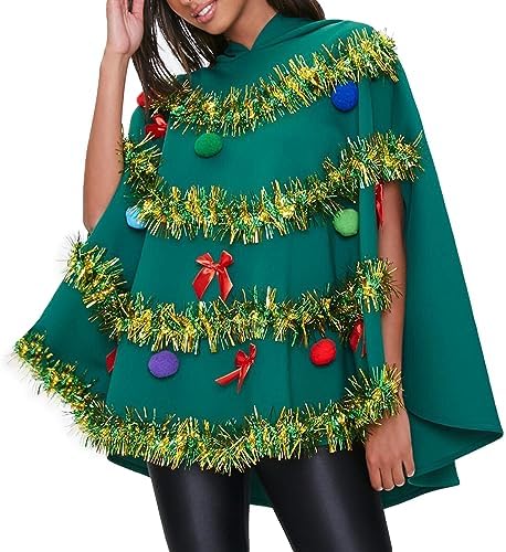 Michellecmm Christmas Tree Poncho Costume Women