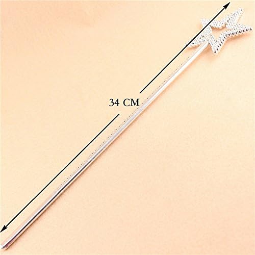 AKOAK Star Wand 13 Inches Silver Fairy Princess Angel Wand Luxury Party Wand