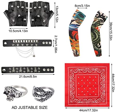 9-Piece Rockstar Punk Accessories Set for Men