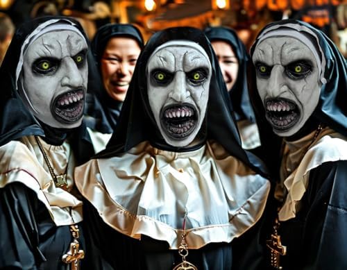 Scary Halloween Nun Mask