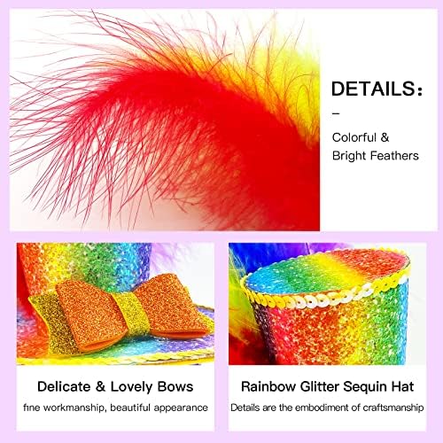 Rainbow Feather Top Hat Headband