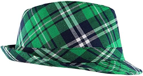 Skeleteen Irish Plaid Fedora - St Patricks Day Hat for Costumes
