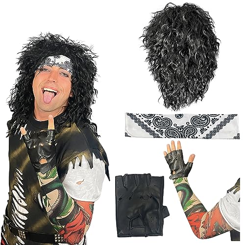 Watts Wigs Declassified 80s Hair Metal Rocker Costume Set
