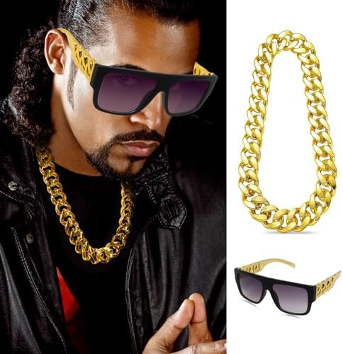 Boonbery 80s 90s Hip Hop Costume Kit for 80s90s Themed Party Supplies