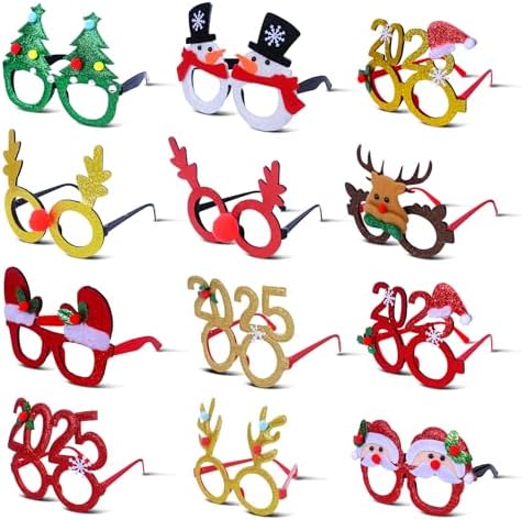12PCS Santa Reindeer More - festive Eyewear for Kids Women Men