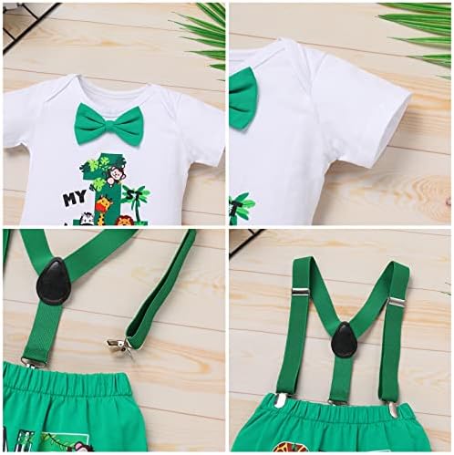 IBTOM CASTLE Baby Boy 1st Birthday Jungle Animal Romper Bloomers Set 3pcs