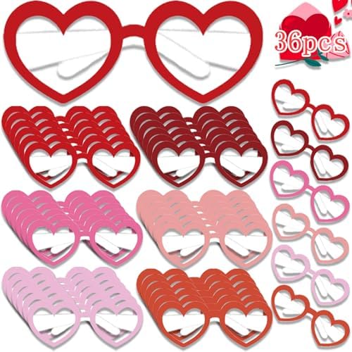 Perfect Valentines Day Heart Glasses for 36 Pairs